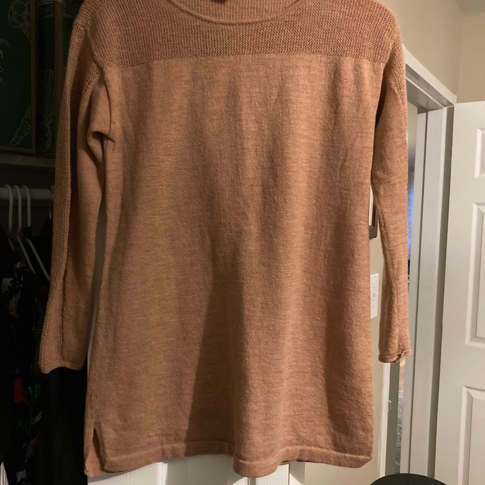 Eileen Fisher washable wool subtle orange tunic sweater